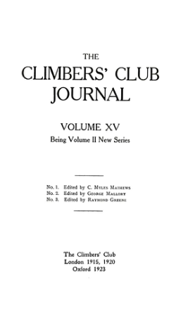 Climbers' Club 1915 Vol 2 No 1 Bound Vol (XV) Journal cover